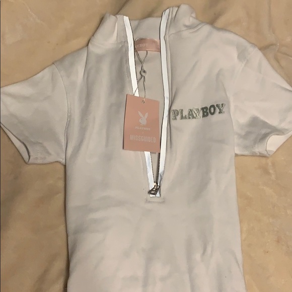 Missguided Other - Playboy x missguided zip front ribbed bodysuit